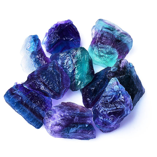 Raw Crystals, Large 1.2-2.0" Healing Crystal Natural Rough Stones for Intuition,Chakra,Meditation,Decoration,Polishing,Energy Work (Colored Fluorite, 3.5oz-0.8-1.2"raw Crystals)