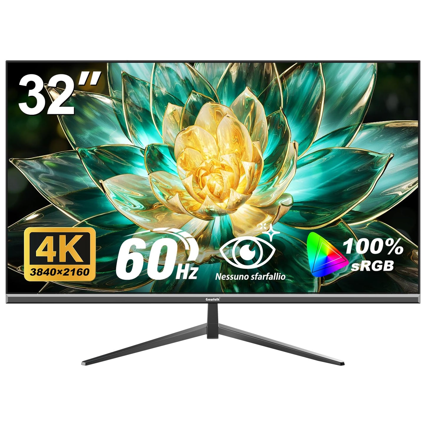 Gawfolk 32 Inch 4K UHD Computer Monitor, Ultra-Clear (3840  2160p) Screen, 100% sRGB,178 Viewing Angle, Display Port?HDMI, Compa