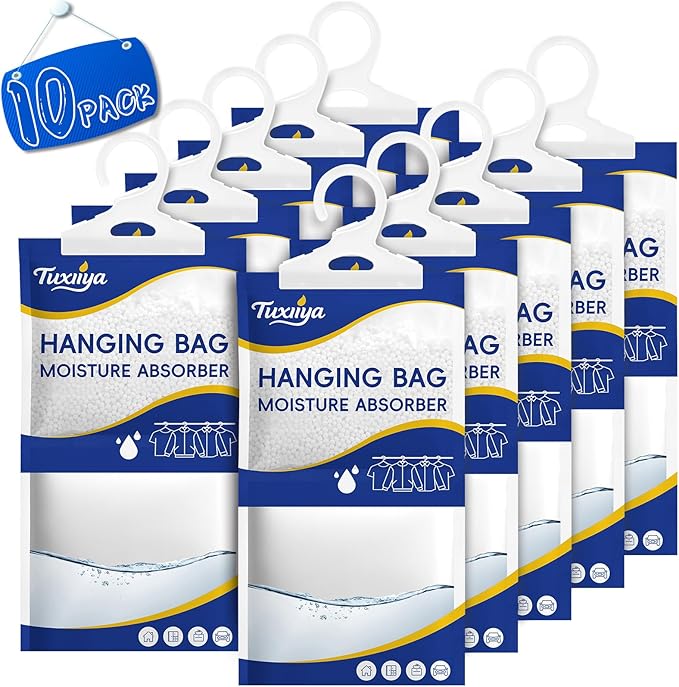 Moisture Absorbers 10 Pack,Hanging Closet Dehumidifier Bags,Moisture Absorbing Bags, Desiccant,Moisture Absorbing Bags for Closet,Wardrobes,Bedrooms, Bathrooms