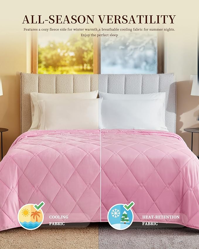 L'AGRATY Queen/King Size Weighted Blanket for Adults 25lbs, 80"x87" — Cooling Breathable Heavy Blanket with Glass Beads for Sleeping Perfect Hot Sleepers & Couples Machine Washable All-Season Pink