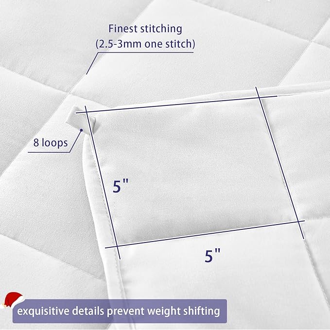 King Size Weighted Blanket for Adults (25 lbs, 80” x 87”, White) Cooling Heavy Blanket for Sleeping Perfect for 240-260 lbs, Breathable Blanket for Adults & Couple All Season, Machine Washable