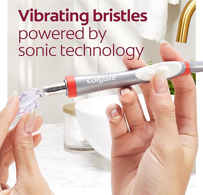 Colgate, 360 Optic White Sonic Battery Powered Vibrating Toothbrush Soft, 2 Count
