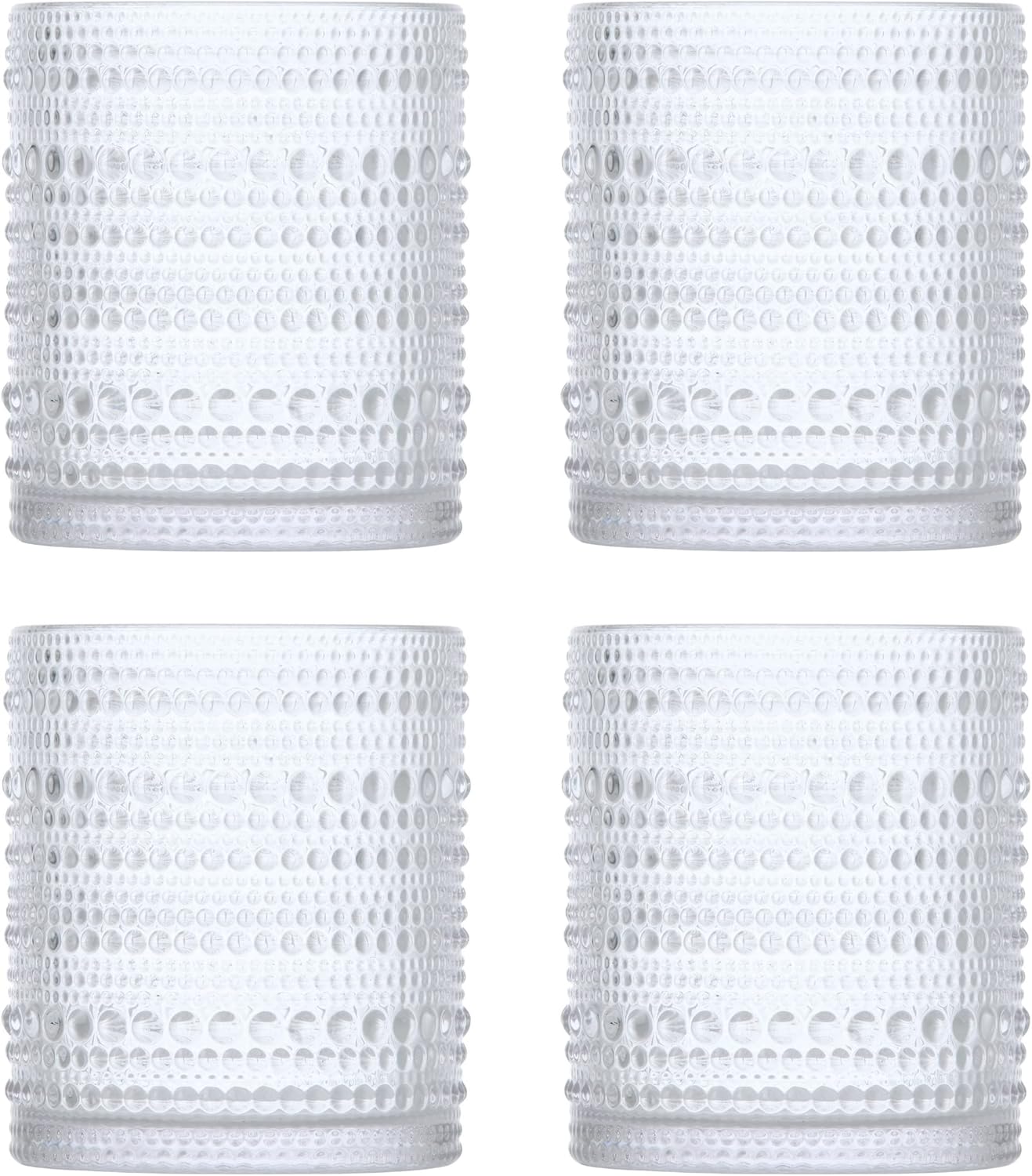 Fortessa Orbetto Outdoor Hobnail Plastic Drinkware Collection, DOF Beverage Cocktail Glass 4 Pack, 10.5 Ounce, Clear
