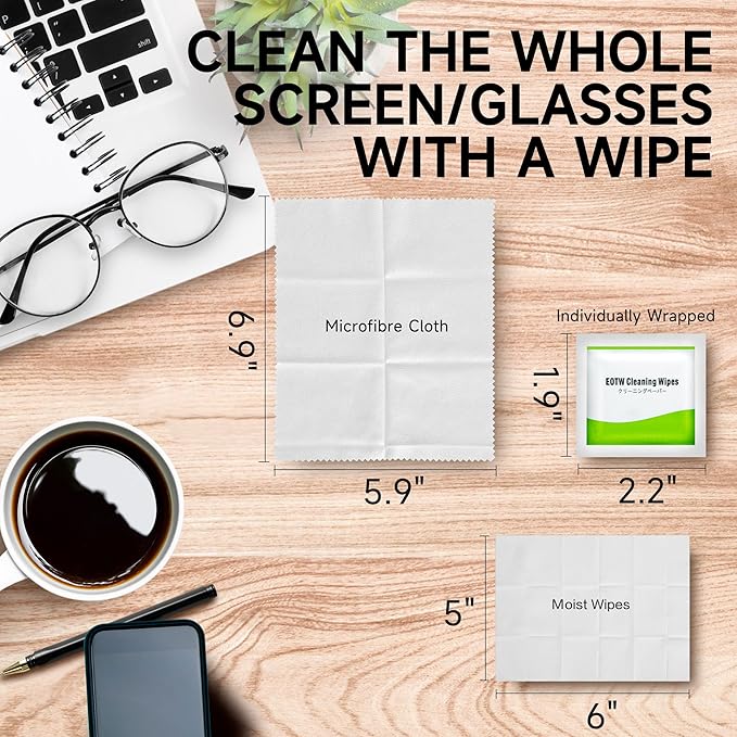 EOTW Computer Screen Wipes Individually Wrapped Pre-moistened Electronic Monitor Cleaner Cleaning for iPhone iPad Tablet PC Keyboard Laptop, Pack of 120