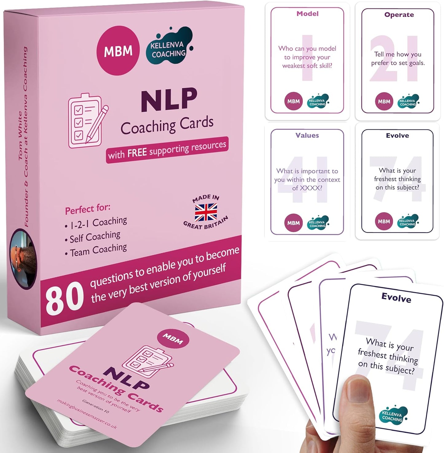 MBM 80 NLP Coaching Cards – Emotion & Mindset Flash Cards for Coaches and Managers | Conversation Starters to Support Emotional Intelligence, Positive Mindset & Self-Awareness