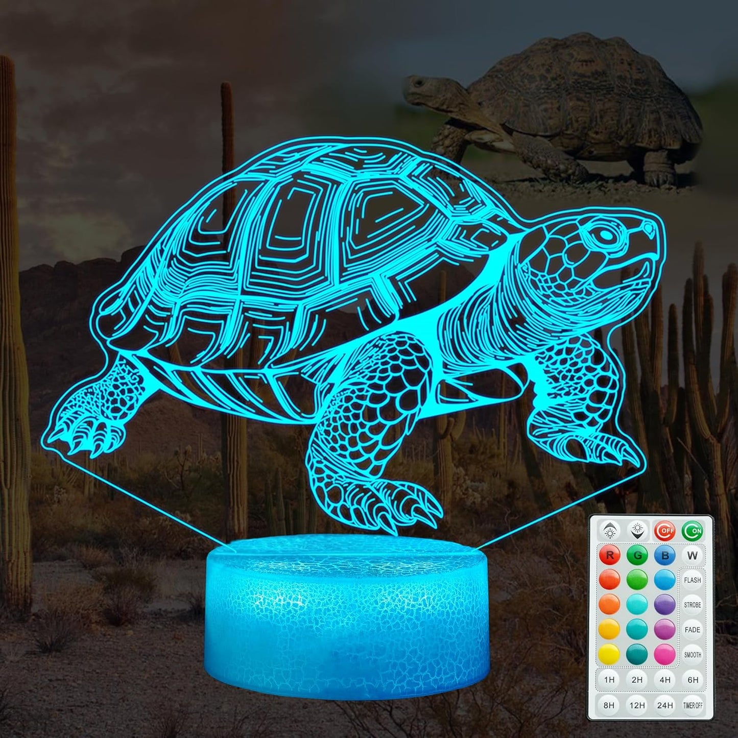 Tortoise Gifts for Men, Turtle Night Light with Remote Control, 16 Colors Changing, Timer, RGB Flashing Mode and Dimmable, Tortoise Gifts Stuff for Men Christmas Decor