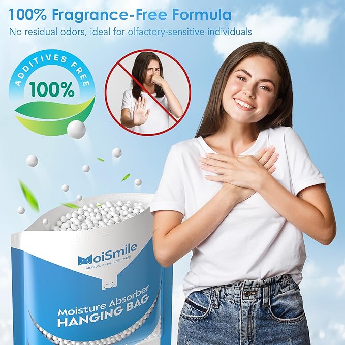 Moisture Absorbers 30 Pack Fragrance Free, Hanging Closet Dehumidifier Bags, Humidity Absorber, Compact Eliminates Odors Humidity Packs for Car, Bathroom, Bedroom, Basement, 9.8OZ