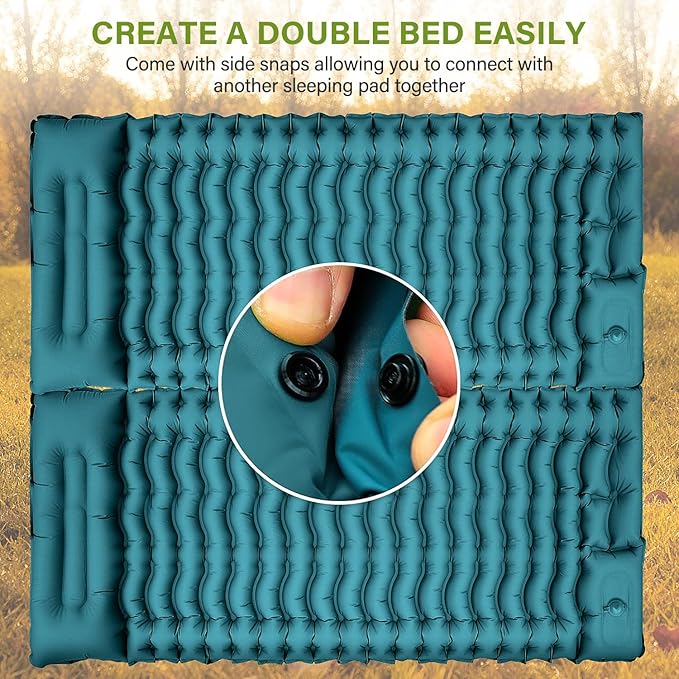 Camping Sleeping Pad, Ultralight Camping Pad with Pillow Built-in Foot Pump Inflatable Sleeping Mat Compact for Camping Backpacking Hiking Traveling