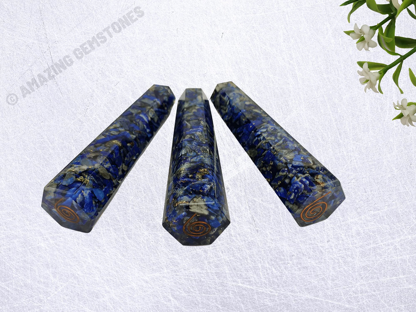 Amazing Gemstone Lapis Lazuli Crystal Orgone Towers ~ Natural Healing Crystal Point Obelisk for Reiki Healing and Crystal Grid (4.5 to 5 Inch, Pack of 1)