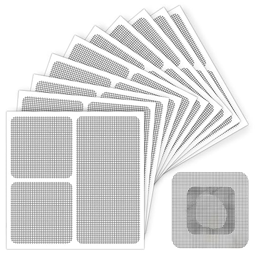 Window Screen Repair Patch, 10 Patches, 4"*1.9" & 1.9"*1.9", Gray, 3-Layer Strong Adhesive Window Screen Mesh Tape, Repair Kit for Window and Door Screen Tears Holes
