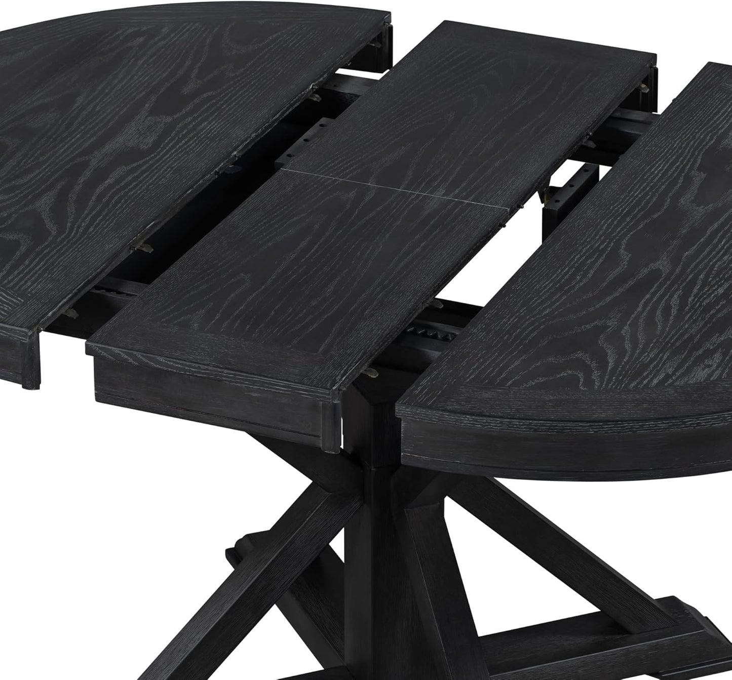 Need 42 Inch Round Dining Table Extendable to 54 Inch with 12" Leaf, Retro Expandable Kitchen Table for Dining Room & Living Room, Solid Wood (Espresso)