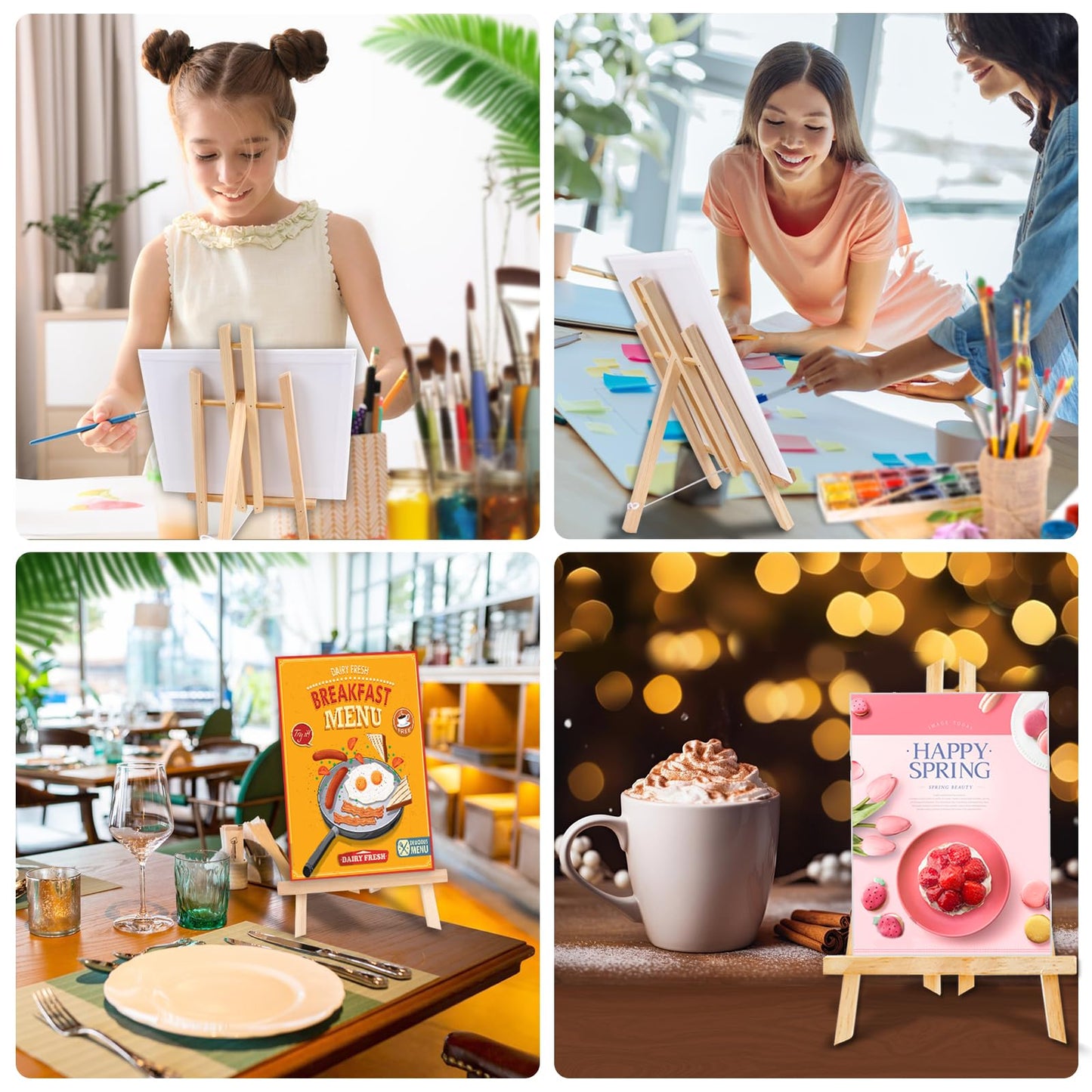 AROIC Wood Easels, Easel Stand for Painting Canvases, Art, and Crafts. (11.8 inch, 20 Pack), Tripod, Painting Party Easel, Kids Student Table School Desktop, Portable Canvas Photo Picture Sign Holder.
