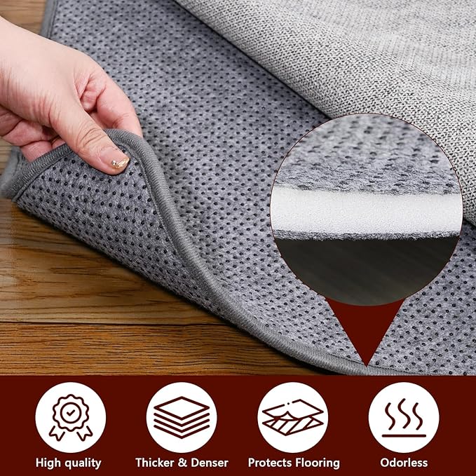 Non Slip Rug Pad Gripper, 5 x 7 Ft Extra Thick Foam Under Area Rug Carpet Pads for Any Hard Surface Floors, Keep Your Carpets Safe and in Place, Prevent Rug from Wrinkling or Buckling