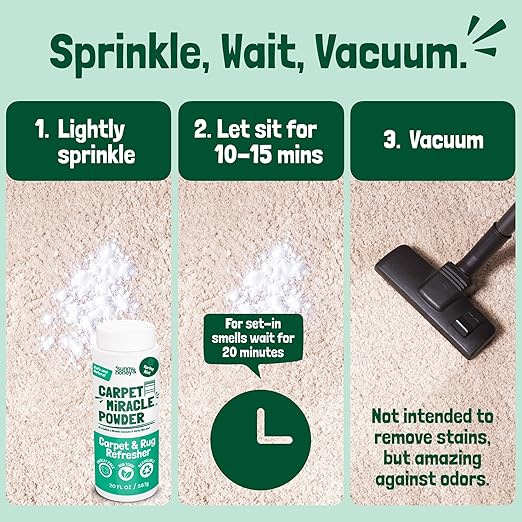 Sunny & Honey Carpet Freshener Powder - 20 Oz, Spring Mint - Pet & Kid Safe Rug Freshener Powder - Dual-Purpose Eucalyptus Mint Carpet Cleaner - Easy Vacuum Dry Rug Shampoo