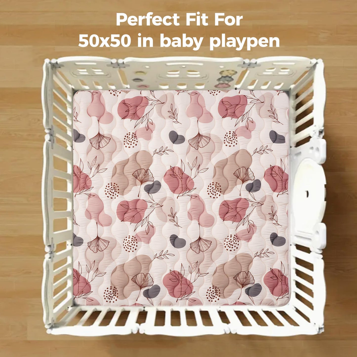 Bunnikins & Clover 50"x50" Thicken Soft Play Mat for Babies 0-6 Months, Foldable and Non Slip One-Piece Baby Crawling Mat, Washable Padded Foam Play Mat for Baby, Toddlers Infants, Tummy Time