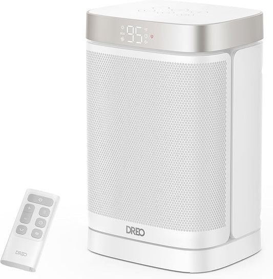 DREO Atom One Space Heater with Remote, 70°Oscillating Electric Heaters with Digital Thermostat, 1500W PTC Ceramic Heater, 12h Timer, Quiet Safety Heating, Portable Heater for Home Office
