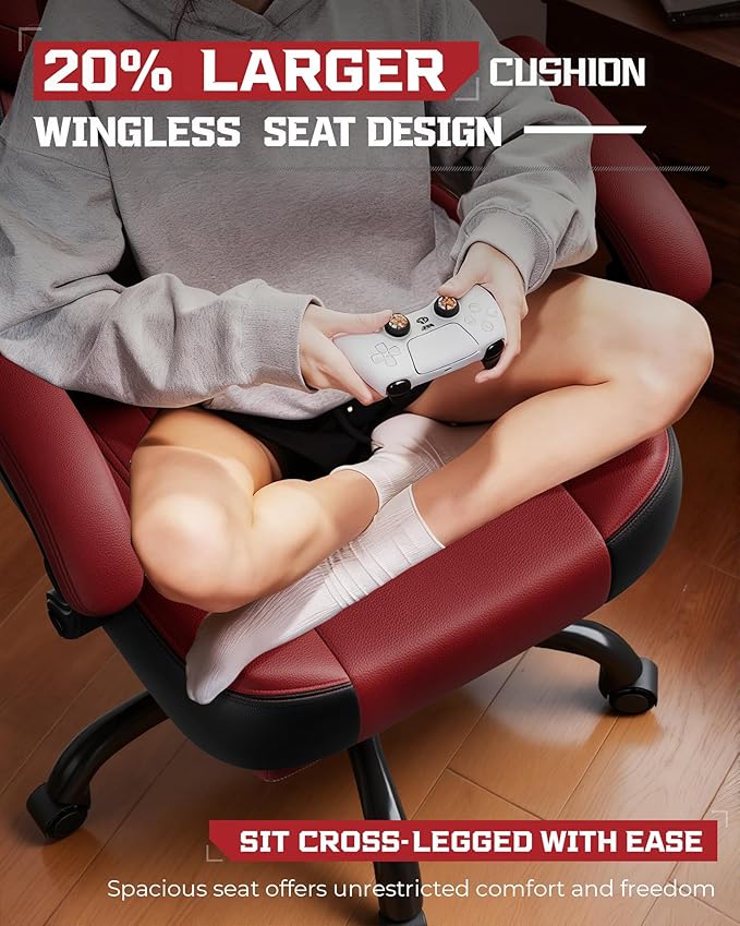 GTPLAYER Gaming Chair, Computer Chair with Footrest and Lumbar Support for Adults, 360°-Swivel Big & Tall Reclining Seat for Office or Gaming (Wine Red)