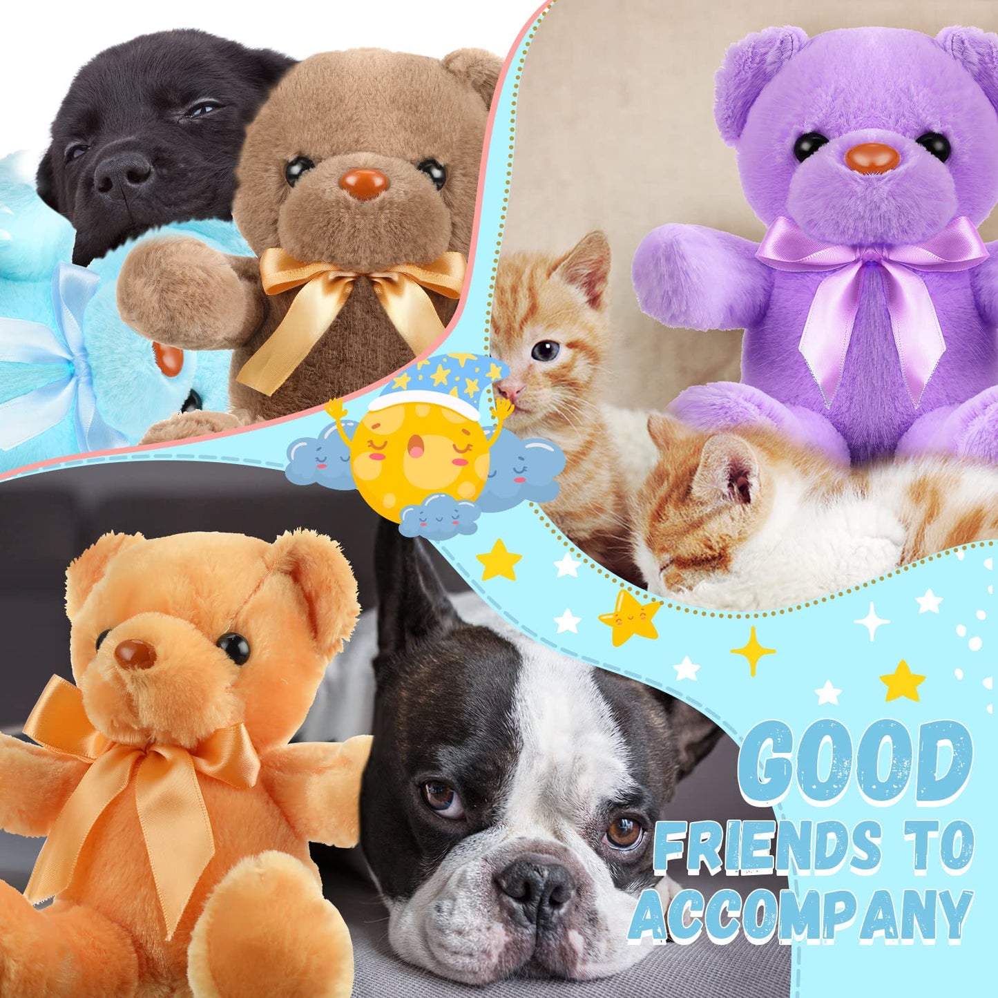 Jerify 28 Pieces Easter Bears Stuffed Animals Plush Gift for Women 12 Inch Plush Cute Soft Bears with Ribbon Bow in 10 Colors Wedding School Exchange Gift Baby Shower