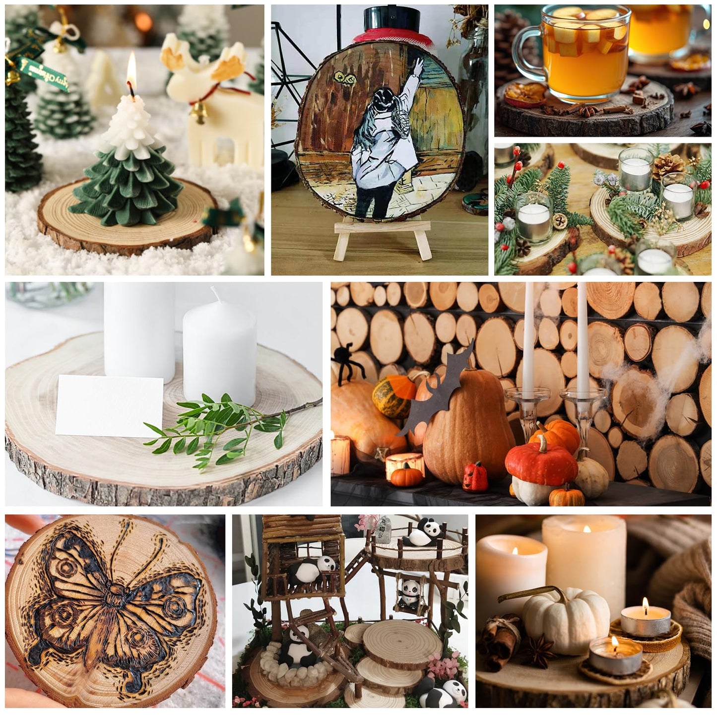20 Pcs Unfinished Natural Wood Slices for Centerpieces.5.1-5.5 Inch Wood Rounds for Crafts. Wood Circles with Tree Bark for DIY Crafts,Centerpiece Table Decorations.Baby Shower centerpieces.