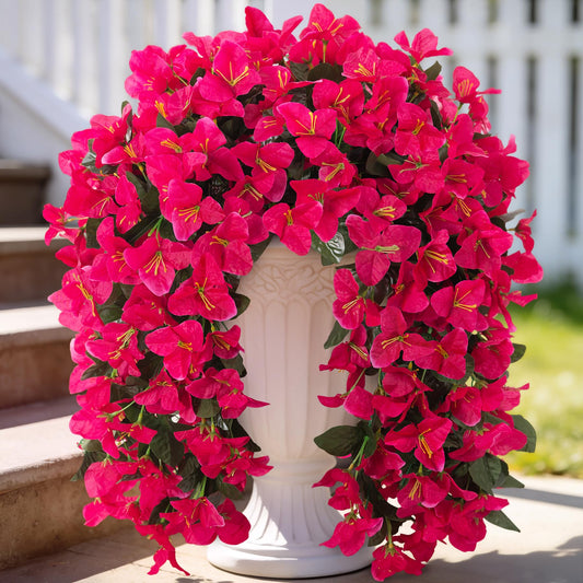 Fake Bougainvillea Artificial Flowers for Outdoors Decoration 2 pcs Faux Hanging Flowers Plants for Outdoor Planters UV Resistant Silk Bougainvillea Vines for Front Door Porch Urn Patio Garden