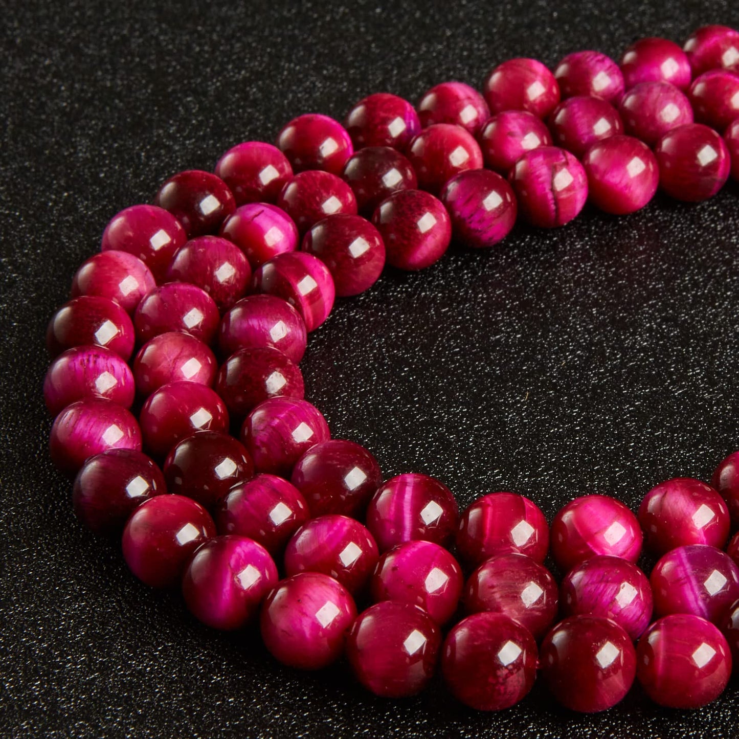 60pcs 6mm Magenta Tiger Eye Beads Natural Gemstone Beads Round Loose Beads for Jewelry Making