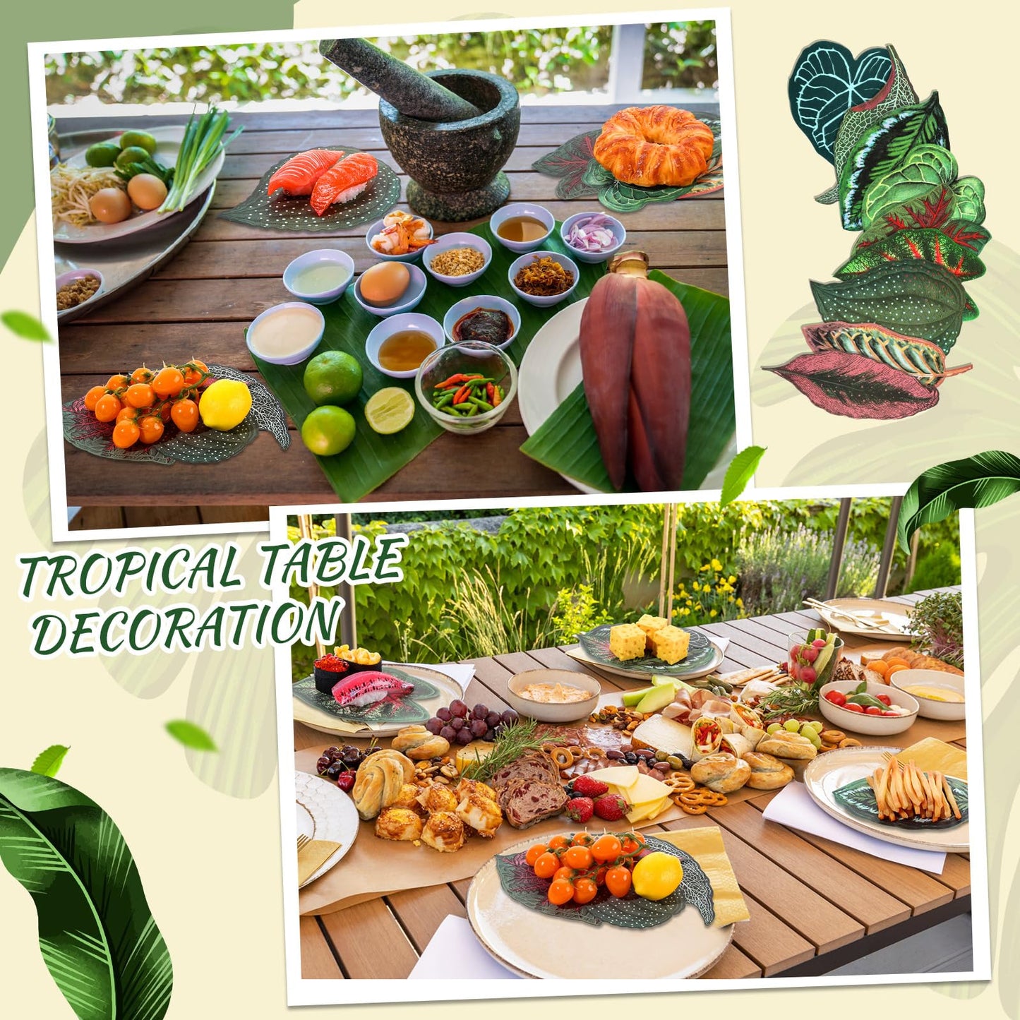 Gersoniel 180 Pcs Parchment Paper Leaves, 8.66 in Charcuterie Board Tropical Parchment Paper Leaves Cheese Decorative Parchment for Table Festival Tropical Party Serving