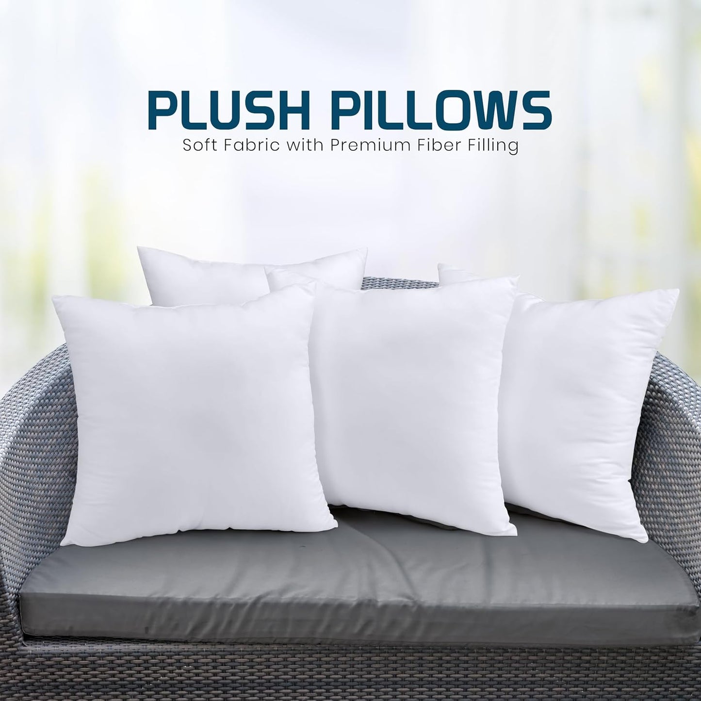 Utopia Bedding Throw Pillows (Set of 4, White), 20 x 20 Inches Pillows for Sofa, Bed and Couch Decorative Stuffer Pillow
