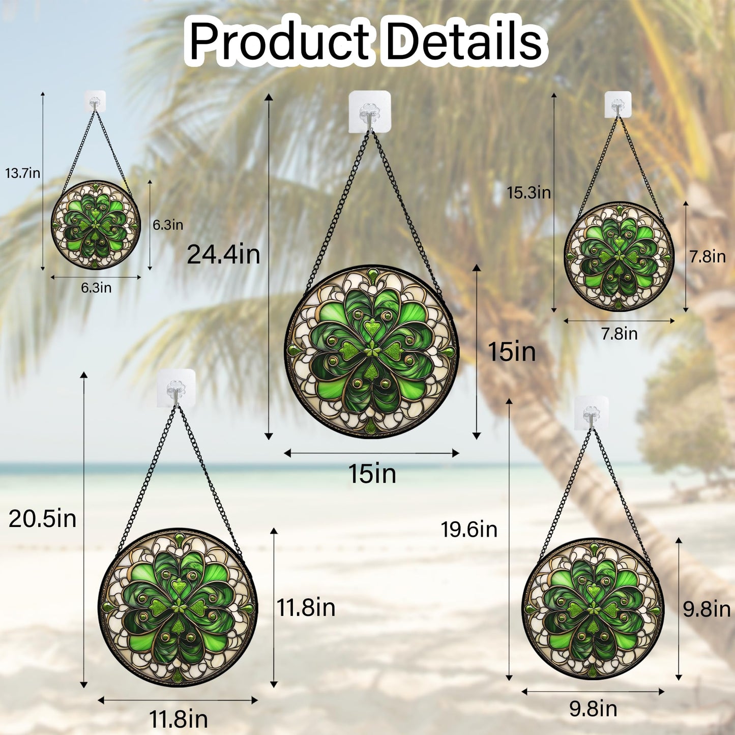 DASTOLL Stained Glass Window Hanging St. Ripak Festival Green Lucky Clover 6.3" - Suncatcher Door Garden Sun Catcher Ireland Decor Mother's Day for Mom Woman Her Men Sisters