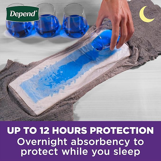 Depend Night Defense Adult Diapers, Incontinence Underwear for Men, Disposable, Overnight, Small/Medium, Grey, 26 Count, Packaging May Vary