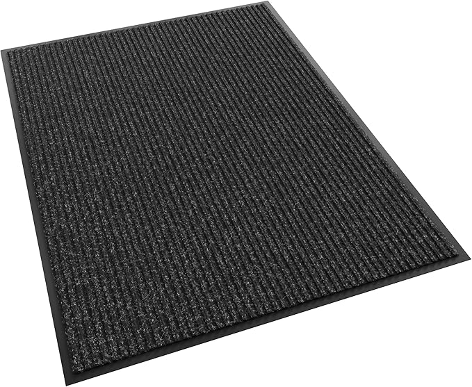 Front Door Mat, 60" x 36" Heavy Duty Indoor Outdoor Doormat, Non-Slip Welcome Mats for Entryway, Rubber Backing Low Profile Commercial Door Mats, Black Stripe