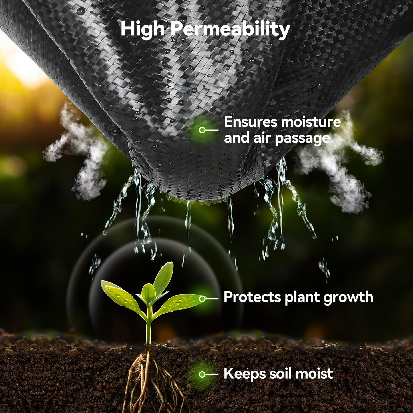 iropro 3ftx300ft Weed Barrier Fabric 3.2oz Landscape Fabric Heavy Duty, Woven Weed Control Cloth, Woven Weed Fabric for Underlayment, Gardening Ground, Commercial Driveway Weed Block Cover Mat