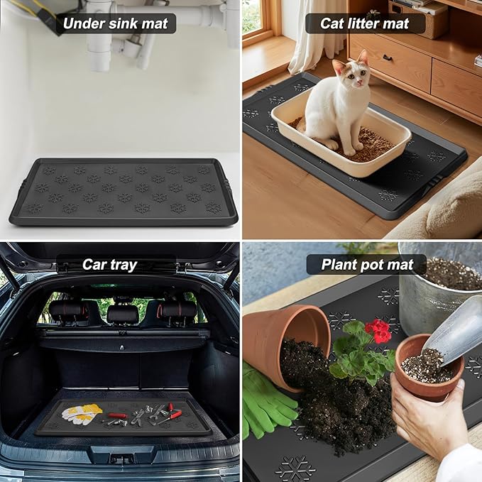 Azadx Heavy Duty Boot Tray Large Shoe Mat Tray for Entryway Multipurpose Shoe Trays for Entryway Indoor Mats Durable Waterproof Rubber Mud Mat Trays for Front Door Non Slip Shoes Mats 16x32 Inch