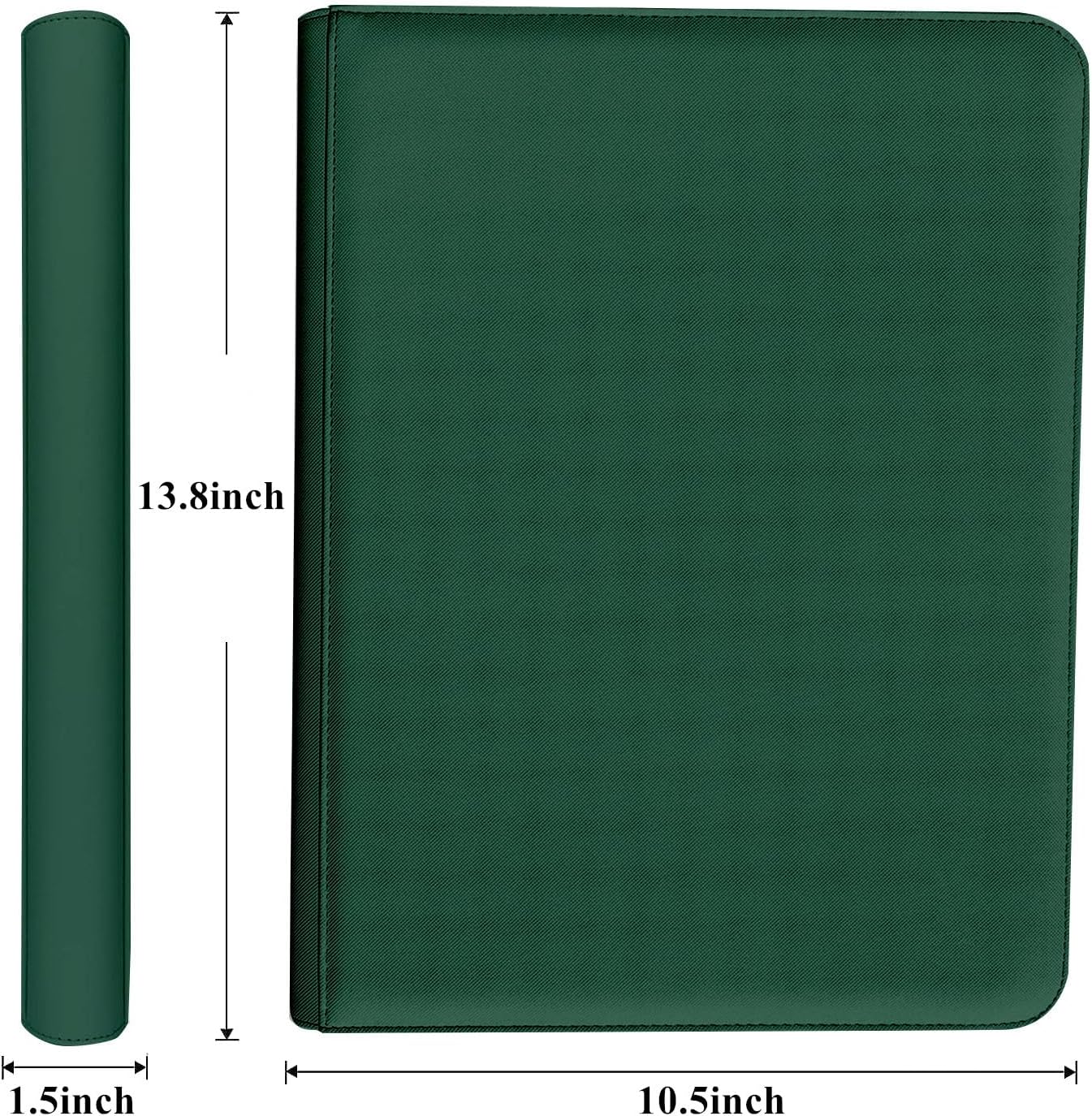 9-Pocket Zippered Trading Card Binder, 864 Pockets Double-Sided Side-Loading Card Organizer Album, PU Leather Card Holder Protector for MTG, TCG, Sports Cards (Green)