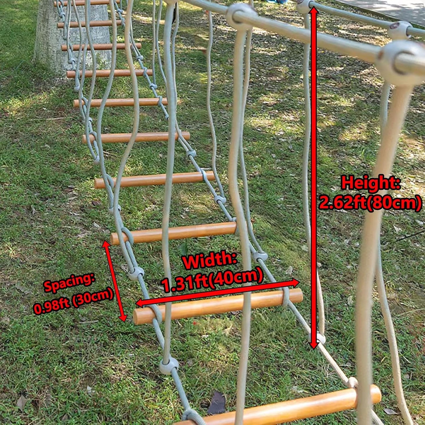 Amusement Park Suspension Bridge,Rope Ladder Bridge,Rickety Bridge, Slackline Accessories, Suitable for Outdoor Activities(Size:6.56ft(2m))