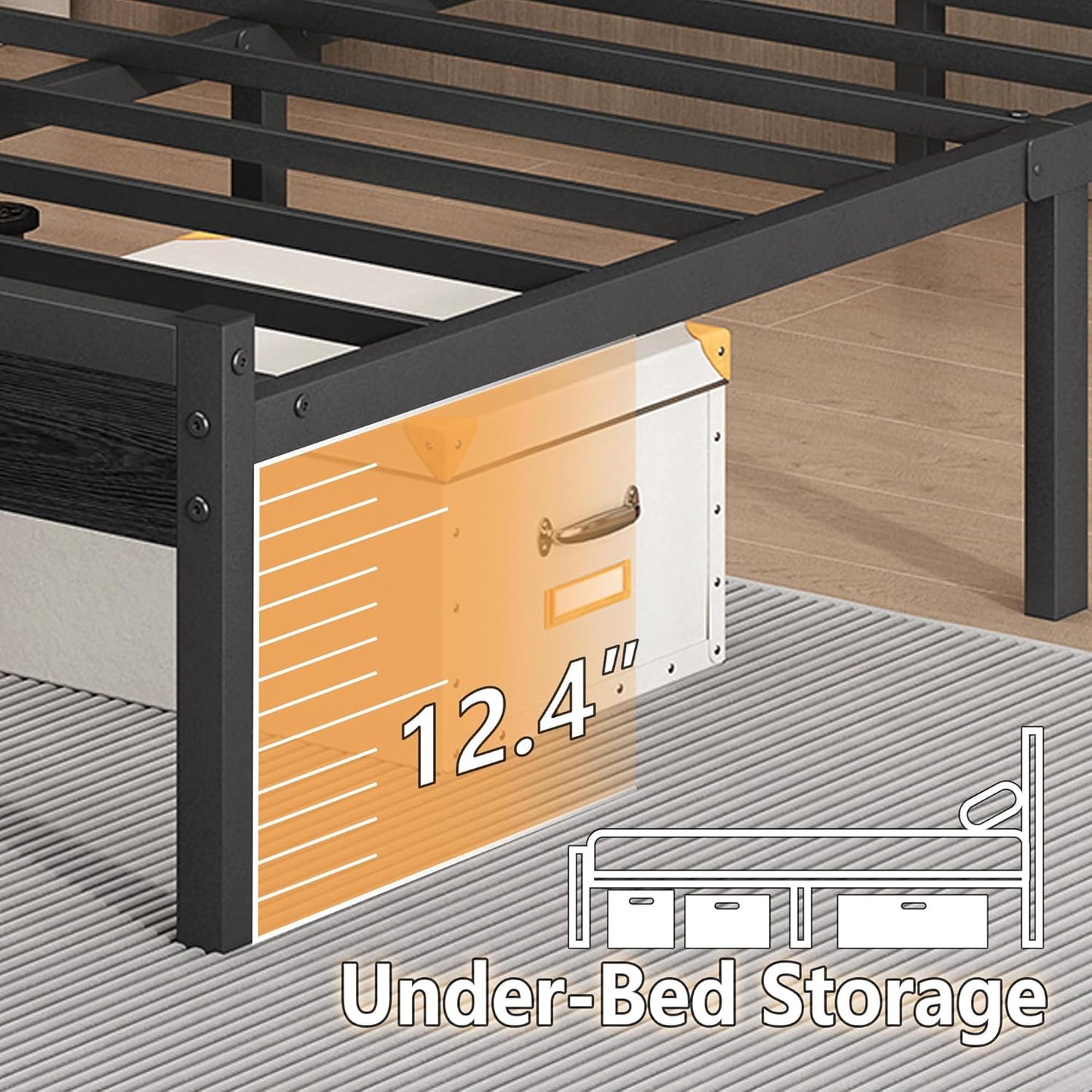 14 Inch Classic Metal Platform Bed Frame-Twin Bed Frame with Headboard,Steel Slats Support-LED Bed Frame with USB Charging Station,Under Bed Storage,No Box Spring Needed,Noise Free