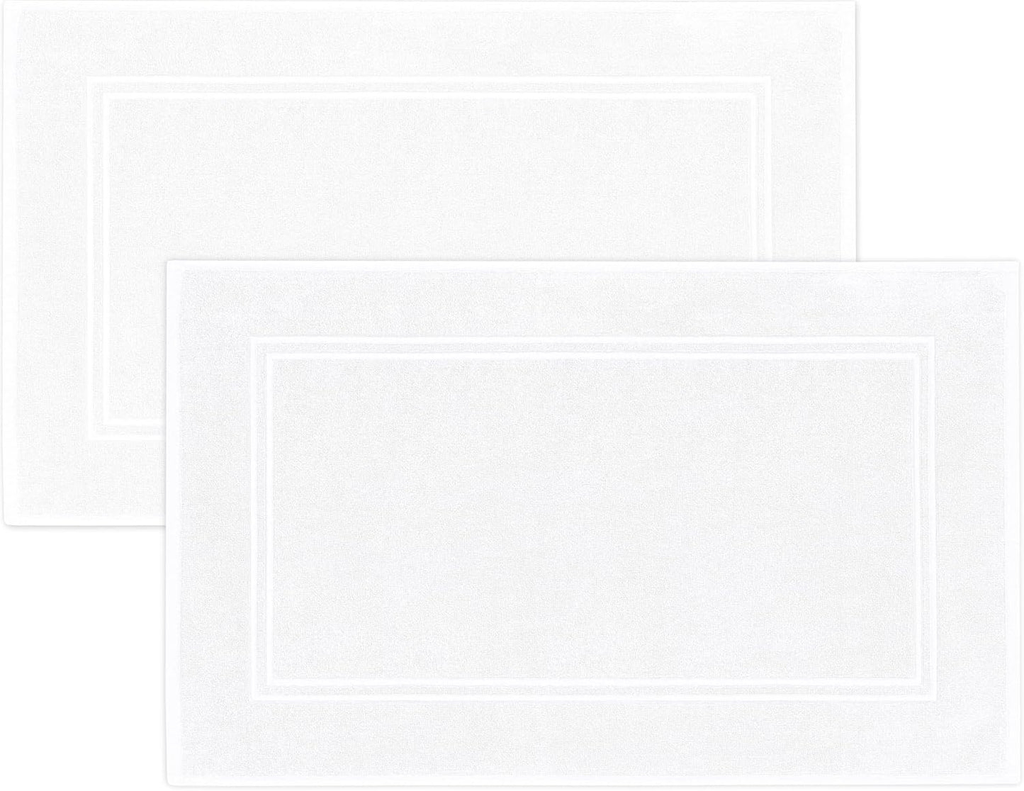 Tens Towels Pack of 2 Bath Mats 100% Cotton, 20 x 32 Inches, Super Absorbent, Hotel Quality Premium Floor Towels, Luxurious, Soft & Quick Dry, Not a Bathroom Rug, White