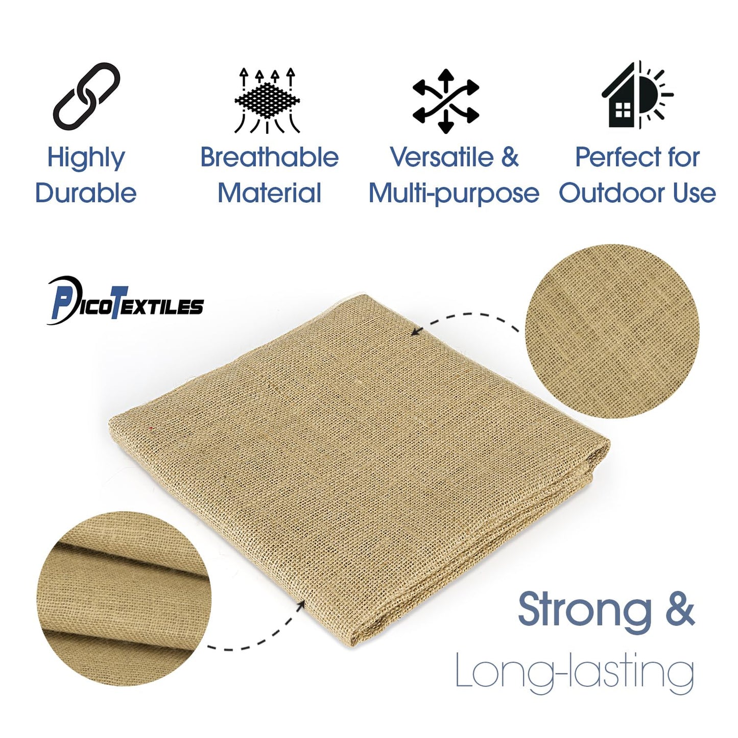 Pico Textiles 40” Wide Burlap - 1 Yard (3 Feet) Premium Natural Burlap Fabric, Sold by The Yard - Great for Weddings, Home Crafts, Garden Fabric, Table Runner, Tablecloth