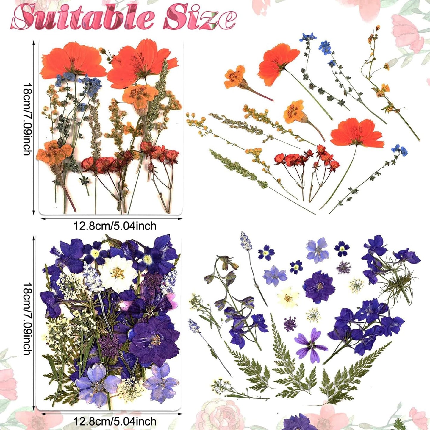 Nuanchu Dried Flower for Crafts Resin Pressed Flowers Bulk Dried Wildflowers Leave Natural with Tweezer for Resin Mold Scrapbooking Nail Soap Candle Making Cake Decorating DIY Christmas Craft Supplies