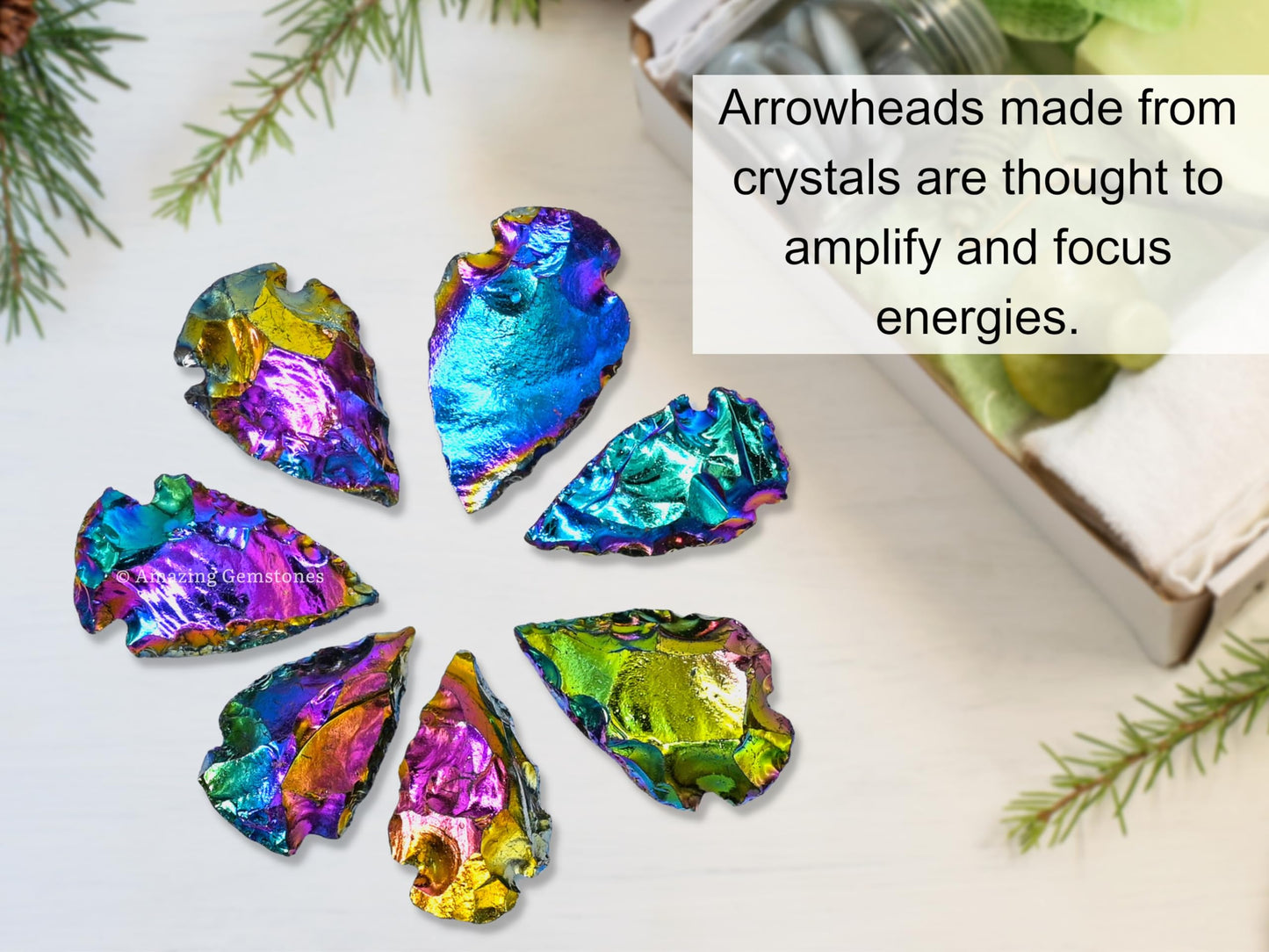 Amazing Gemstone 3 Pieces Titanium Aura Quartz Arrowhead, Crystal and Healing Stone Flint Rock Arrow Head - 1 to 1.5 Arrowheads for DIY Project Craft Point Jewelry Making