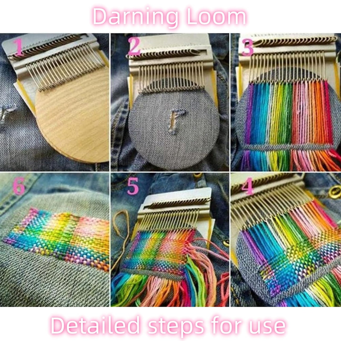 Darning Egg, Mini Darning Loom, Darning Egg Weaving Tool Set with Small Weaving Loom Kit with 14 Pcs Large Eye Needles 50 Colors Darning Thread for DIY Handicraft Home Sewing Care
