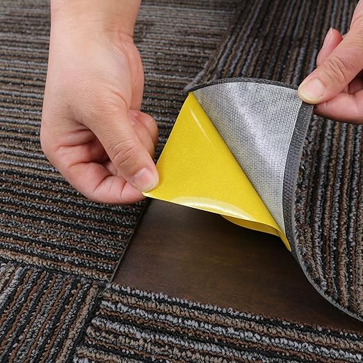 Carpet Tile Tape Double Sided 4" x 4", 125 Tabs Per Pack, Adhesive Connectors for Hardwood Floors, Stair Treads, Tile Floors