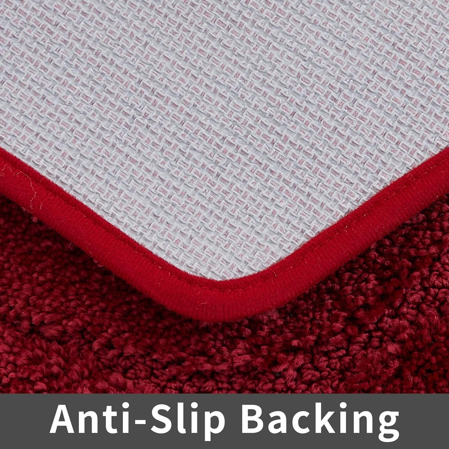 COSY HOMEER Extra Thick Bath Linen Sets Rugs for Bathroom - Anti-Slip Bath Mats Soft Plush Yarn Shaggy 100% Strong Polyester Living Room Bedroom Water Absorbent(Red,24x36 - Inches)