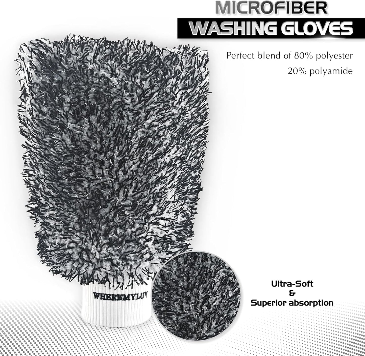 Premium Microfiber Car Wash Mitt, 2 Pack Auto Detailing Mitts for Scratch-Free Cleaning for Cars, Trucks, Absorbent, Extra Soft, Lint-Free Car Cleaning Gloves, Reusable, Machine Washable