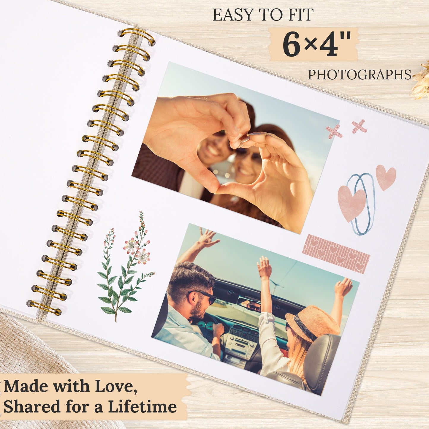 Hiwhy Scrapbook Photo Album Linen Cover, 10 x 10 Inch Hardcover Kraft White Pages Memory Book, for Travel Wedding Guest Book Christmas Baby Shower (20 Sheets/ 40 Pages,Beige)