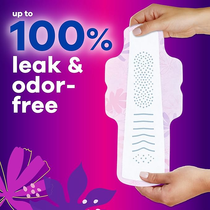 Always Radiant Feminine Pads for Women, Flexfoam Pads with Wings, Size 4, Overnight Absorbency, Lightly Scented, 60 Count (3 Packs of 20)