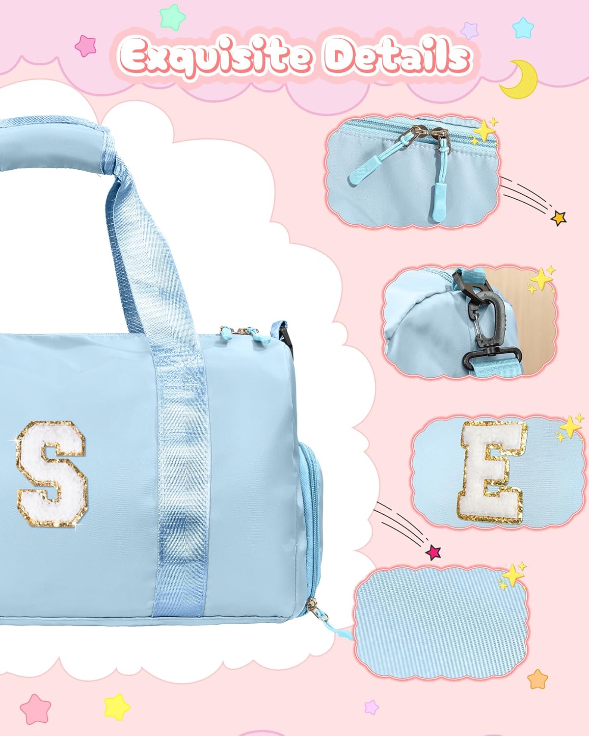 Valentines Day Gift for Girls-Girl Gym Bag with Shoe Compartment, Kid Personalized Weekender Overnight Bags, Initial Travel Tote with Makeup Pouch, Easter Gifts for Teen Daughter (Letter Q)