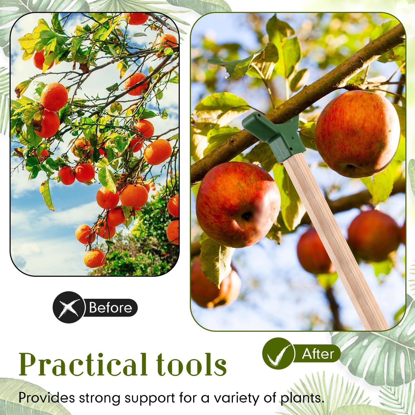 Yungyan 2 Pcs Tree Support, Plastic Fruit Branch Support Device Tree Brace Prevent Them from Breaking for Vineyards Ornamental Gardens Orchards Fits on Standard 1.57 x 1.57 Inch Lumber (Green)