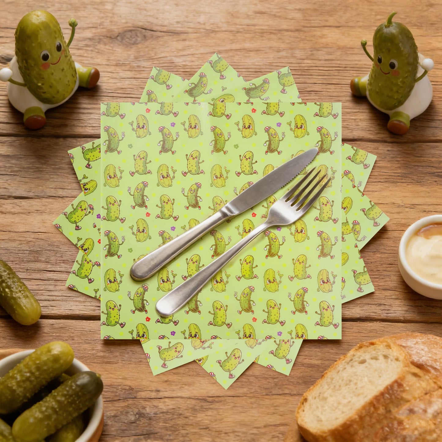 Pineraap 100Pcs Pickle Wax Paper - Funny Green Pickles Deli Food Paper, Green Pickle Parchment Oil Proof Food Basket Liners Wax Sheets for Snack, Sandwich, Food Baking, Picnic Dessert, 11.8” x 11.8”