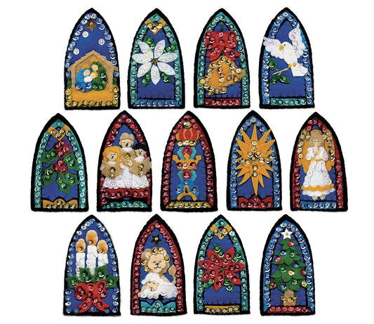 Stained Glass Felt Ornament Kit - Set/13