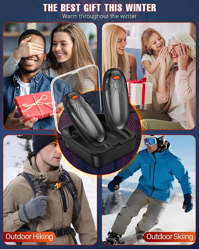 Hand Warmers Rechargerable 2 Pack - 14000mAh Electric AI Handwarmers with Charging Case, Magnetic 2 in 1 Pocket Heater, Gifts for Women/Men/Golf/Hunting/Travel/Camping Accessories
